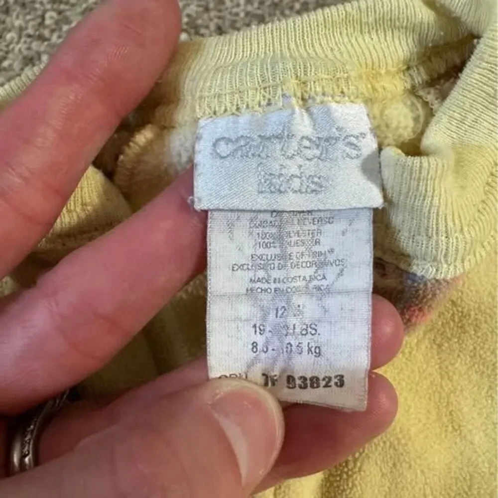 Vintage Carters Kids Fleece Footed Sleeper Yellow Teddy Bear Print 12M